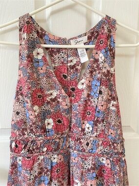 Japna Sleeveless Racerback Midi Dress Pink Rose Blue Ditsy Floral Print
